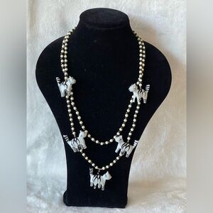 Vintage lightweight, cat necklace, black and white crazy fun 1980s